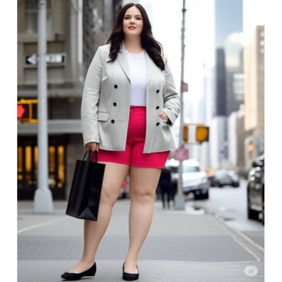 Banana Republic Womens Red Hampton Fit Shorts Size 14 Cotton Blend Twee Preppy - Picture 2 of 13